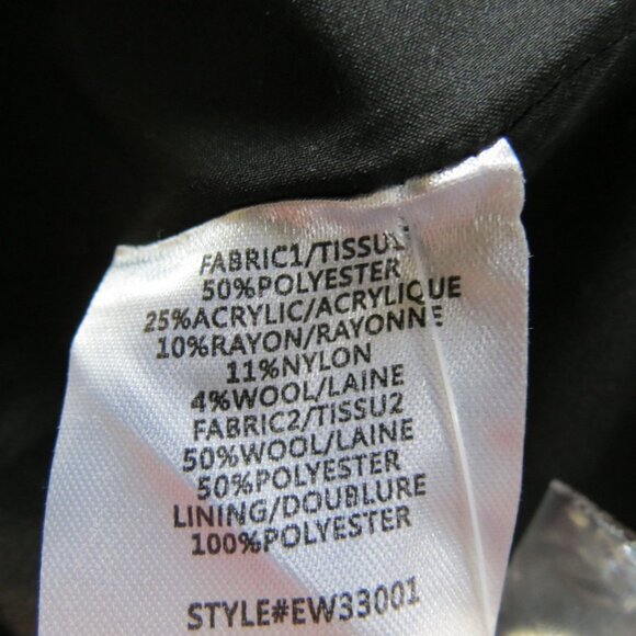 NWOT Elena Wang Black & White Collared Jacket Stripe Lined Unique Buttons Large - Picture 10 of 11